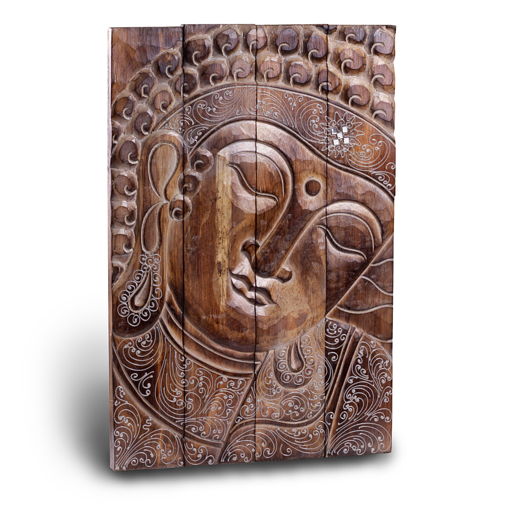 Buddha hnědý obraz 58 cm - dřevořezba