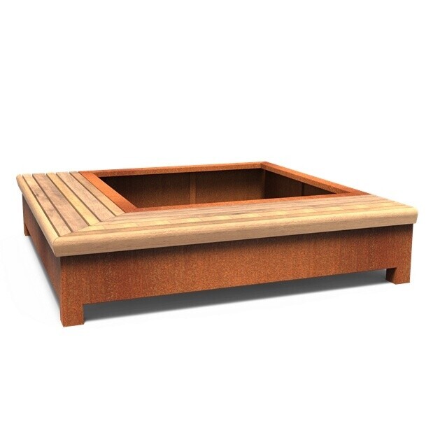 Cortenová lavička s květináčem GPC