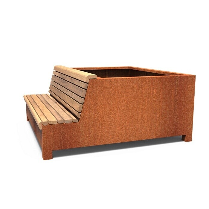 Cortenová lavička s květináčem GPSB