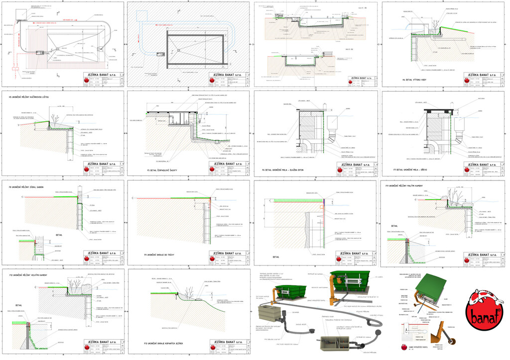 Projekt na realizaci hranatého jezírka do 70 m3, čerpadlově s šachtou