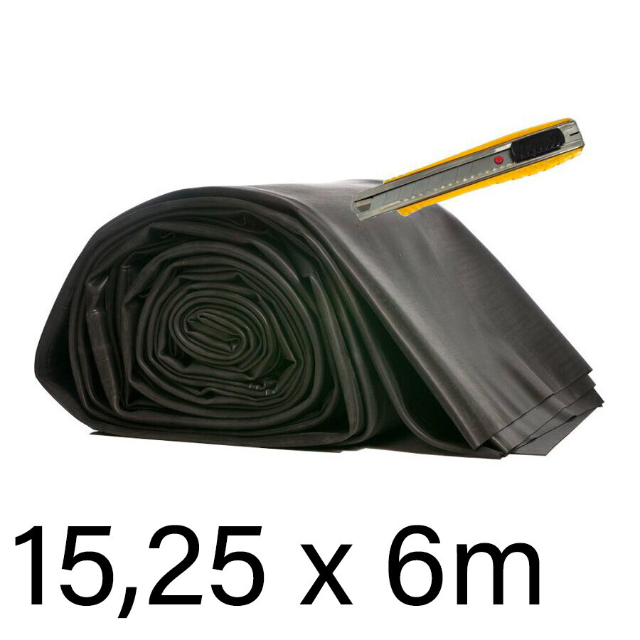 Zbytkový kus fólie 15,25x6=91,50m² (15,25m šíře/ 1,02mm EPDM Firestone PondGard kaučuk)