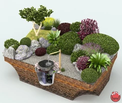 Kamenná nádržka Natsume v. 30 cm - šedá žula