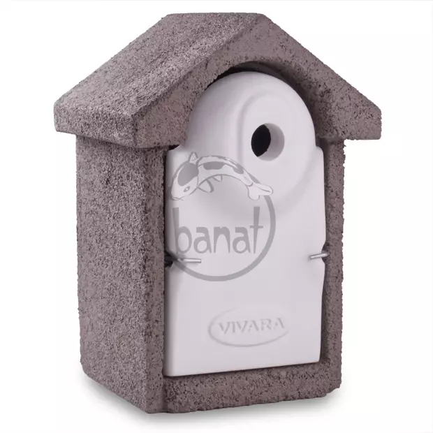 Budka pro ptáky šedobílá - vletový otvor 28 mm