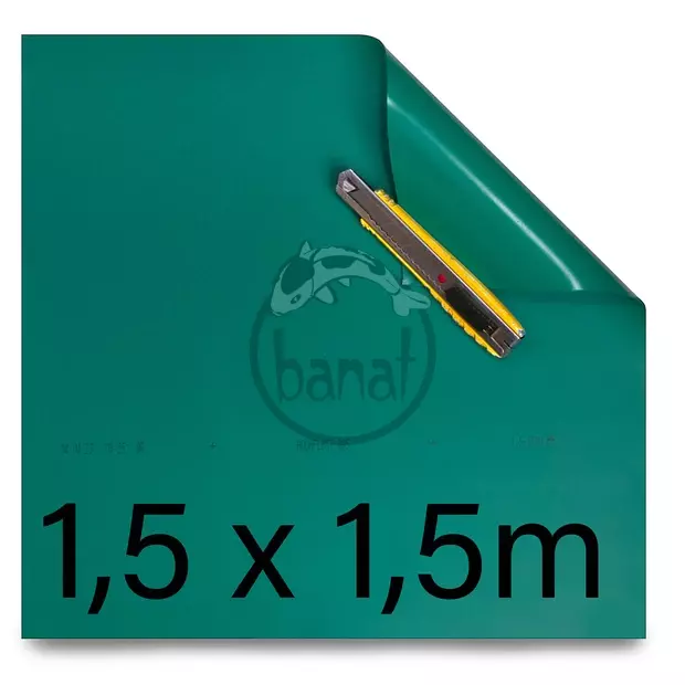 Zbytkový kus fólie 1,5x1,5m=2,25m² (1,5mm / 1,5m SVĚTLE zelená Fatra Aquaplast 805 folie)