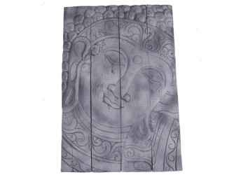 Buddha šedý obraz 58 cm - dřevořezba